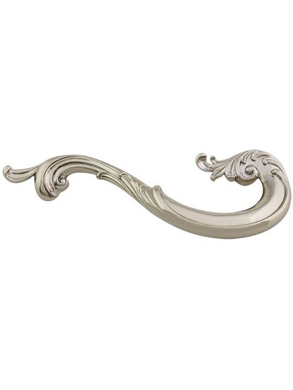 French Court Right-Hand Drawer Pull - 5 inch Center-to-Center in White Brass.